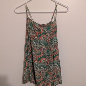 Paisley Print Green and Orange Women's Top